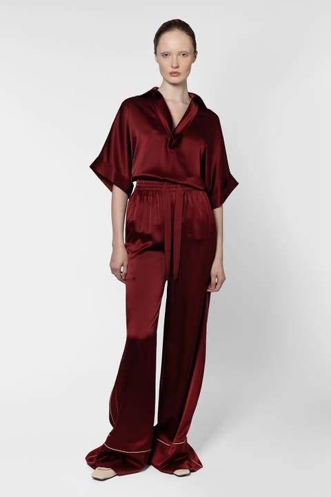 Nael Satin Wide Leg Trousers