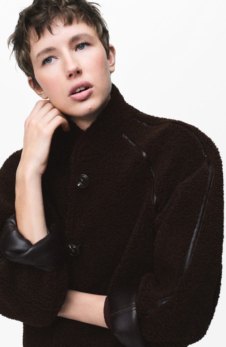 MANGO Faux Leather & Faux Shearling Reversible Jacket, Alternate, color, Black