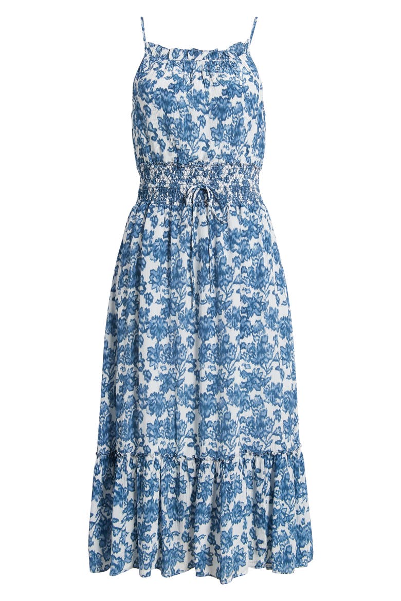 Magdalene Floral Smocked Waist Sundress, Alternate, color, CHAMBRAY FLORAL