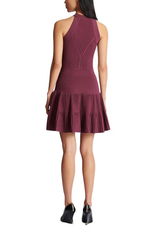 Balmain Sleeveless Flared Dress In Openwork Knit In Purple