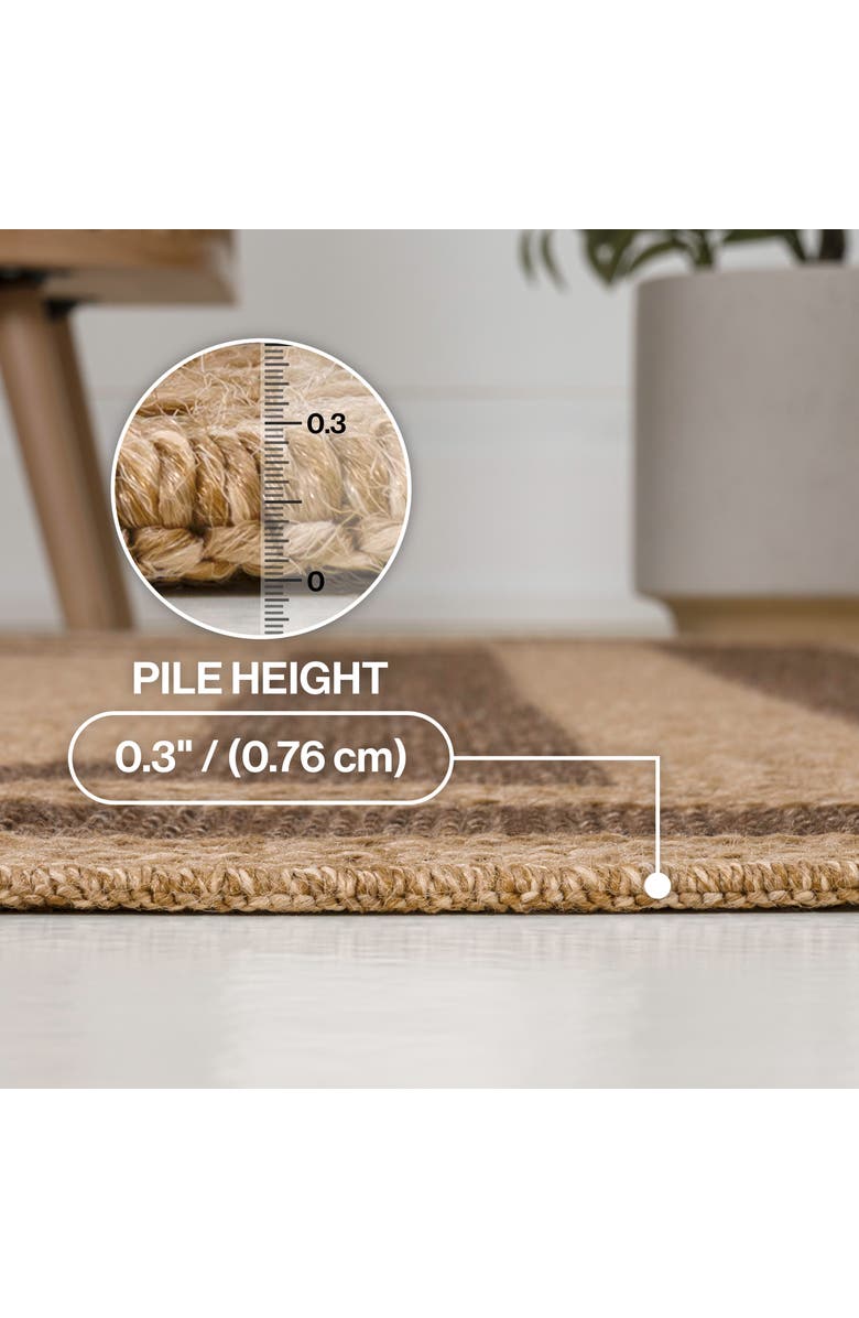 JONATHAN Y Frenzy Easy Jute Minimalist Boho Inset Border Indoor/Outdoor Area Rug, Alternate, color, Natural/Brown