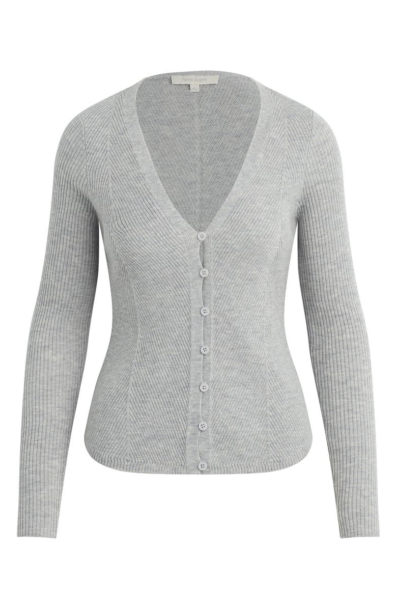 Favorite Daughter The Serena Rib Merino Wool Cardigan, Alternate, color, Melange Grey