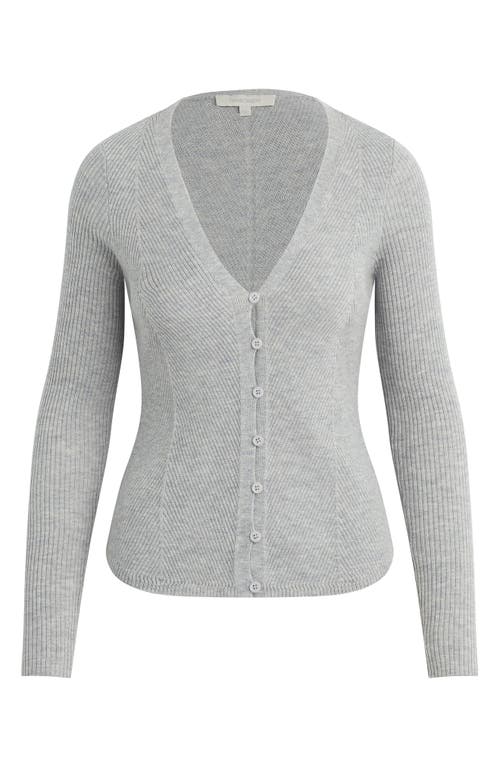 Favorite Daughter The Serena Rib Merino Wool Cardigan In Gray