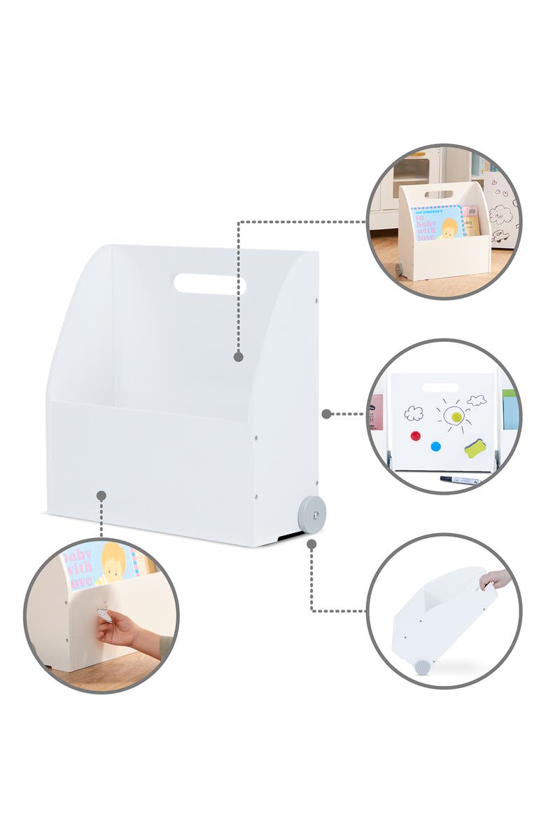 Teamson Kids Fantasy Fields 3-Pack Wheeled Dry Erase Bookcase Organizers, Alternate, color, 