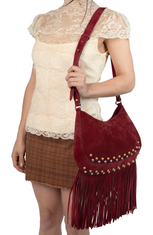 Jeffrey Campbell Lyrical Suede Crossbody Bag In Wine Suede