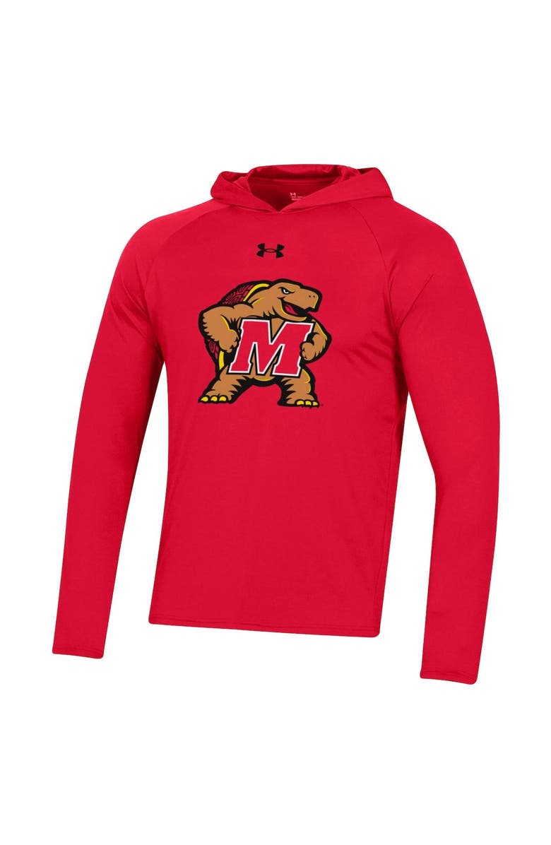 Under Armour Men's Under Armour  Red Maryland Terrapins School Logo Raglan Long Sleeve Hoodie Performance T-Shirt, Alternate, color, 
