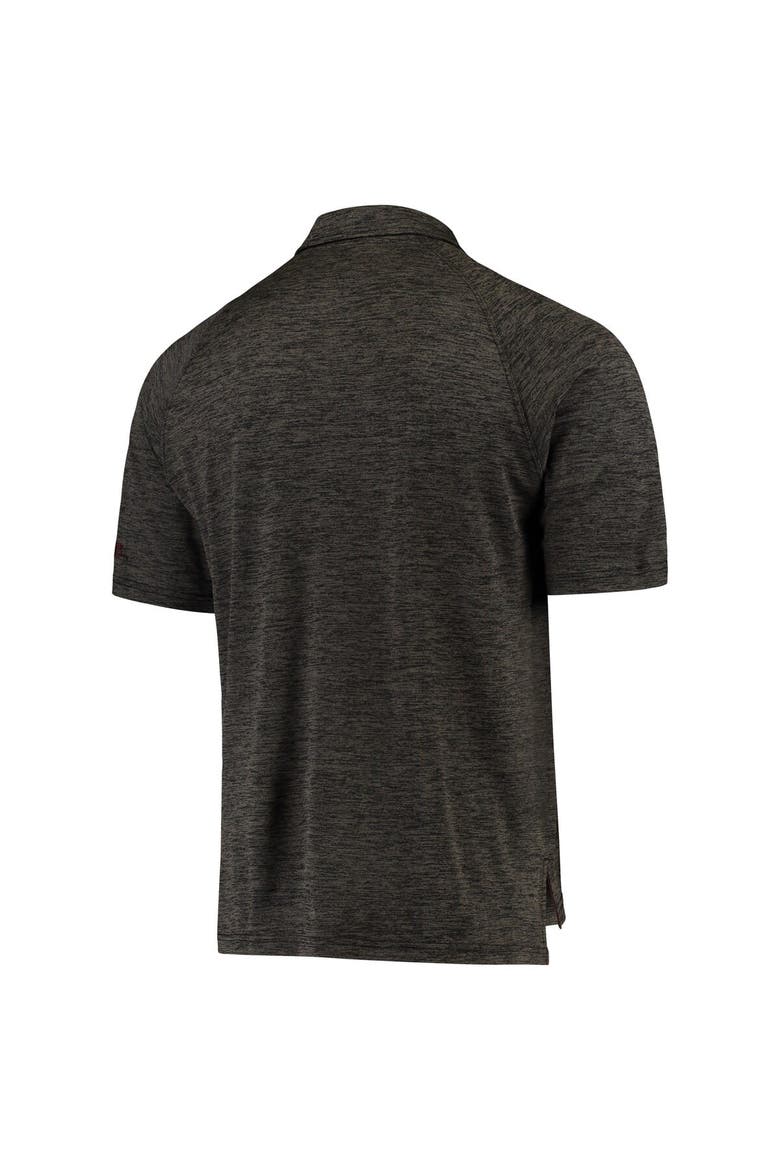 Men's Colosseum Heathered Black Montana Grizzlies Down Swing Raglan Polo, Alternate, color, Heather Black