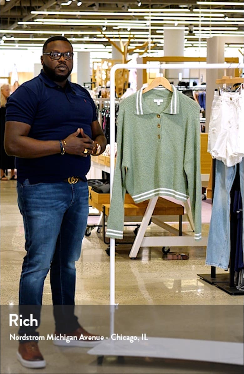 Rib Long Sleeve Polo Sweater, sales video thumbnail