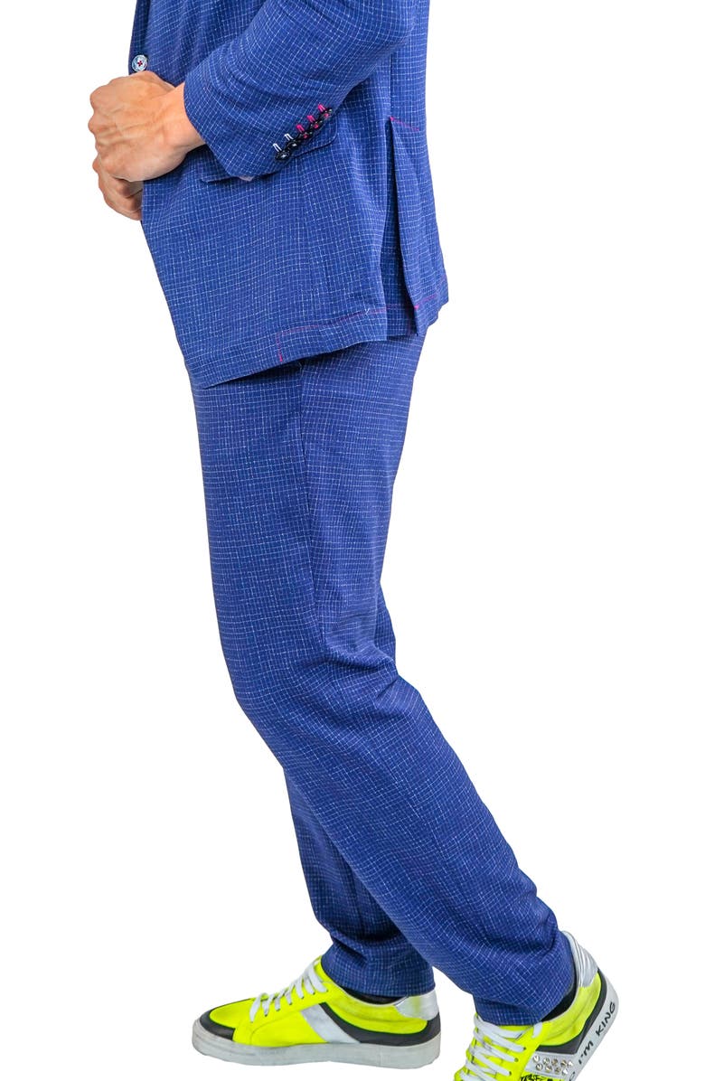 Maceoo Squared Blue Stretch Flat Front Pants, Alternate, color, Blue