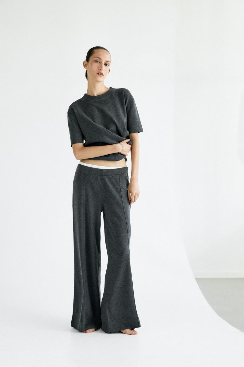 Fine-knit T-shirt, Alternate, color, Dark gray melange