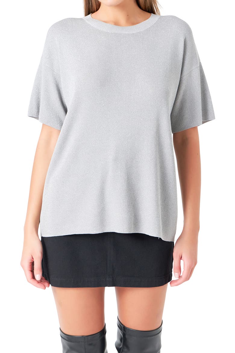 Metallic Knit Top, Alternate, color, GREY