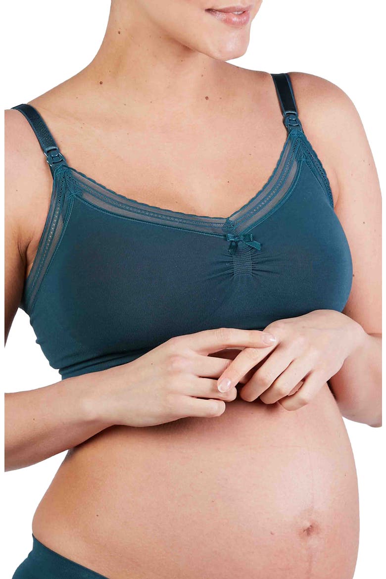 Milk Seamless Wireless Maternity/Nursing Bra, Main, color, GREEN