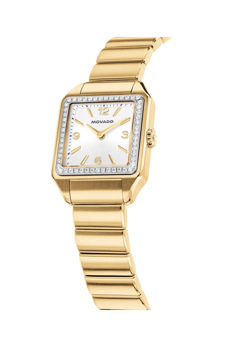 The Heritage 1917 Lab Grown Diamond Bezel Bracelet Watch, 25mm x 34mm, Alternate, color, SILVER