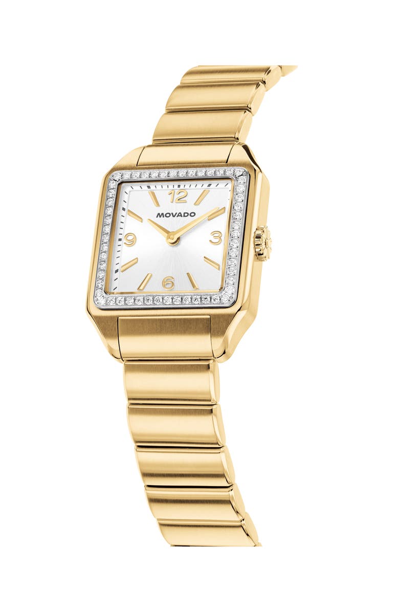 Movado The Heritage 1917 Lab Grown Diamond Bezel Bracelet Watch, 25mm x 34mm, Alternate, color, Silver