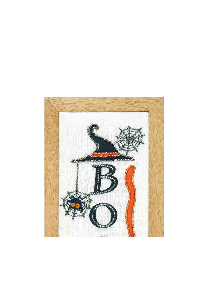 Boo Framed Canvas Halloween Decorative Wall Decor 6" x 14", Alternate, color, Black