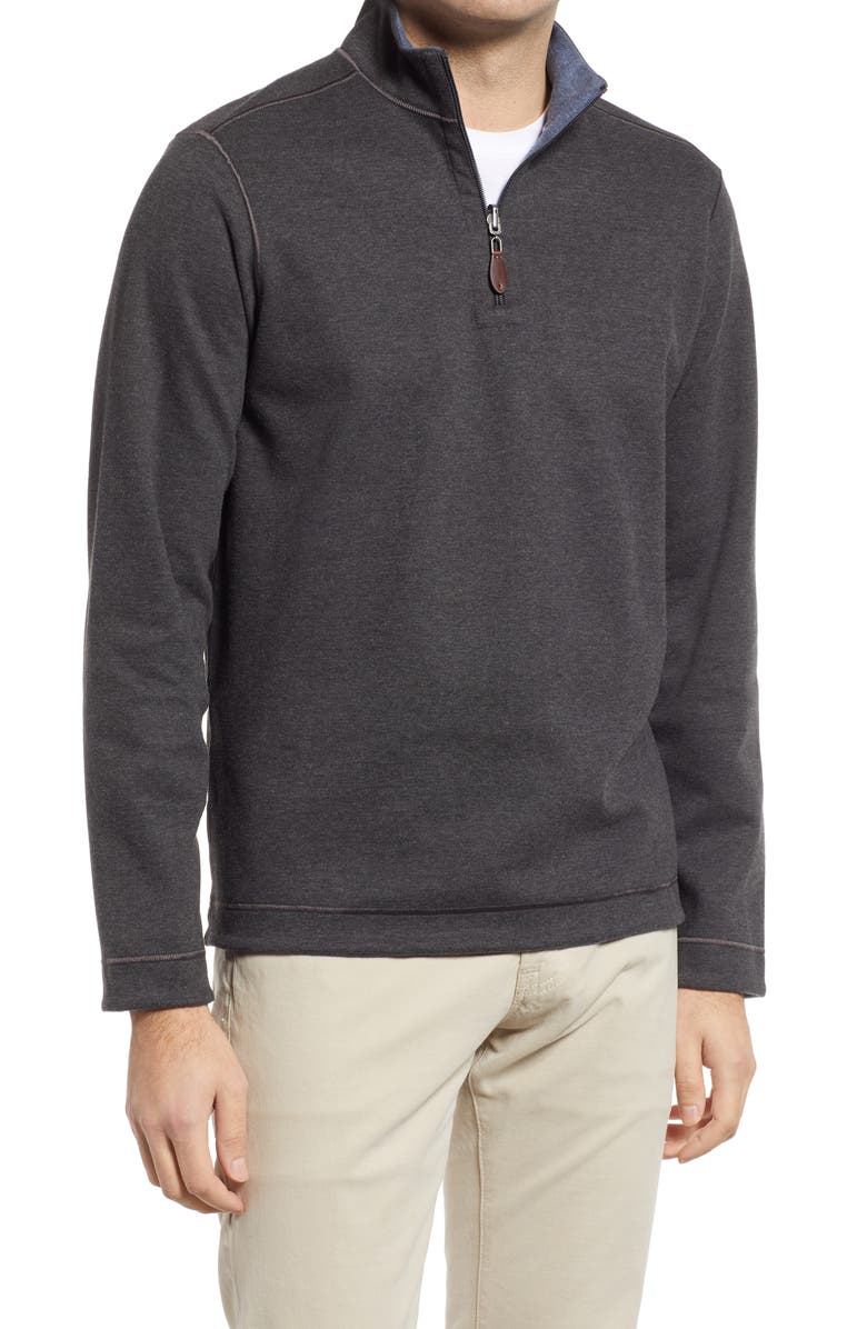 Johnston & Murphy Reversible Quarter Zip Pullover, Main, color, 