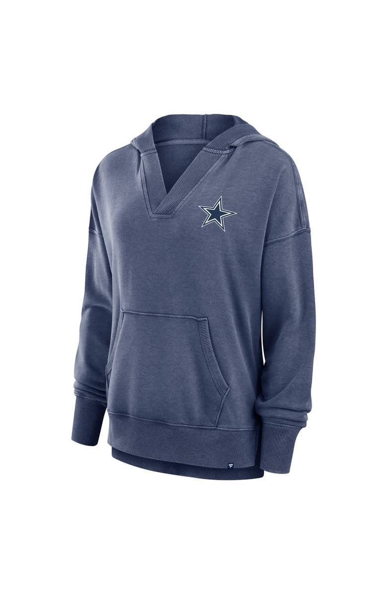 FANATICS Women's Fanatics  Heather Navy Dallas Cowboys Initiative Snow Wash French Terry V-Neck Pullover Hoodie, Alternate, color, Heather Navy