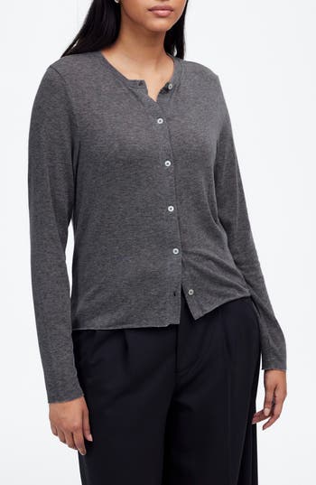 Madewell Crewneck Cardigan In Heather Coal