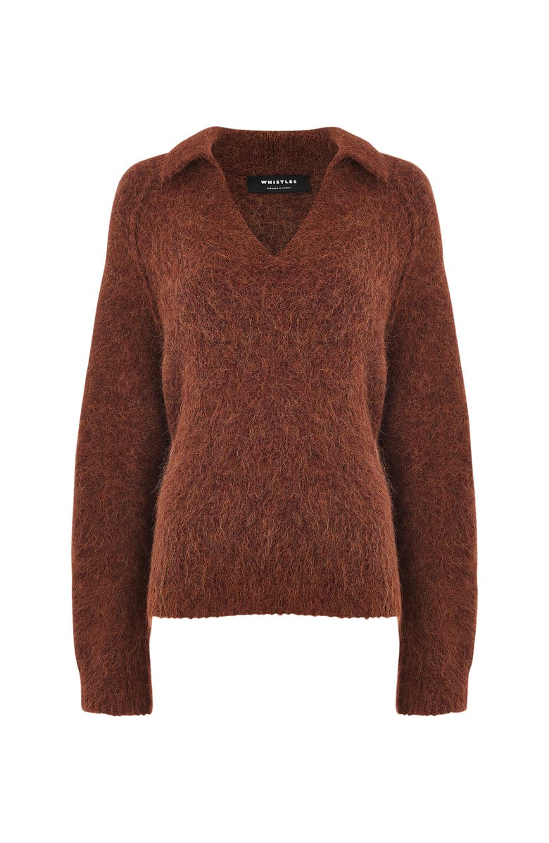 Whistles Alpaca Collar Neck Knit Sweater, Alternate, color, Rust