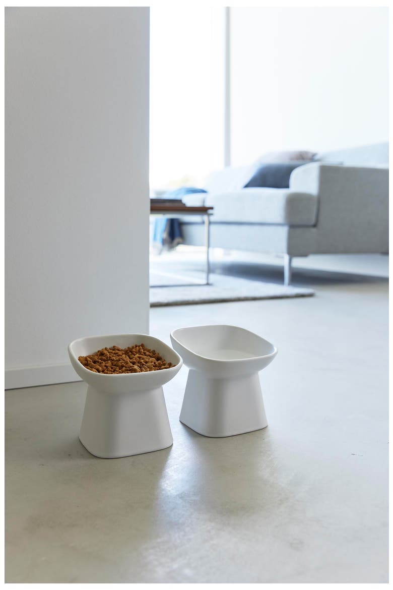 Tilted Pet Food Bowl, Alternate, color, WHITE