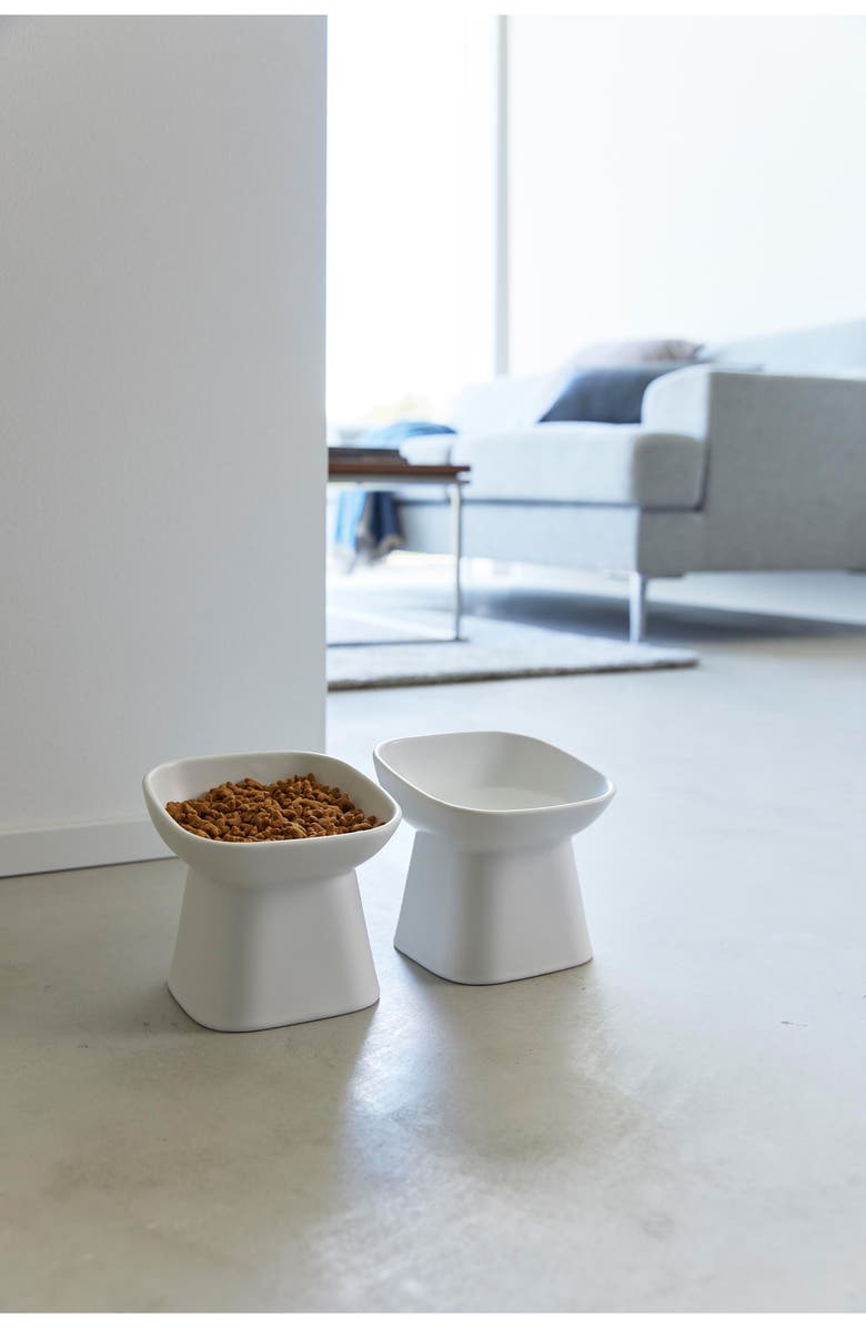 Yamazaki Tilted Pet Food Bowl, Alternate, color, White
