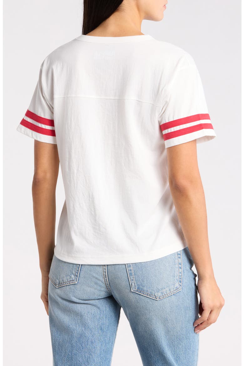 Varsity Bear Graphic V-Neck T-Shirt, Alternate, color, COCONUT MILK