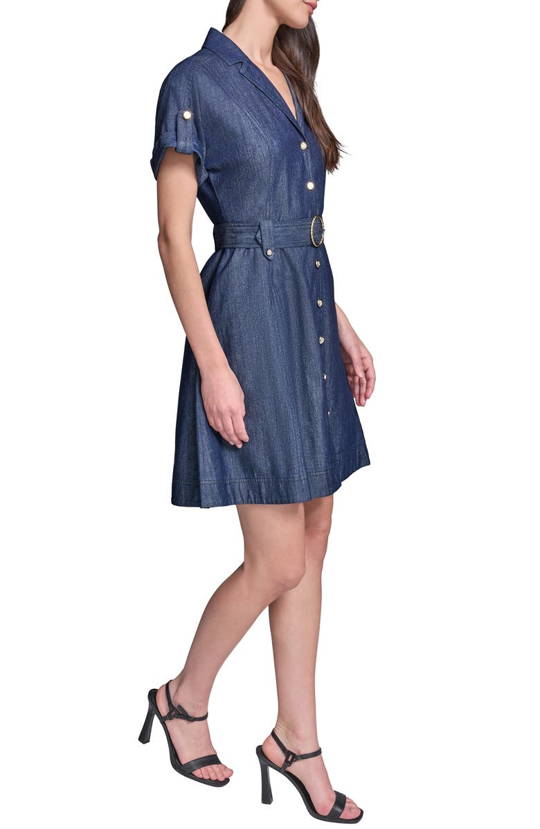 KARL LAGERFELD PARIS Denim Shirtdress, Alternate, color, Indigo