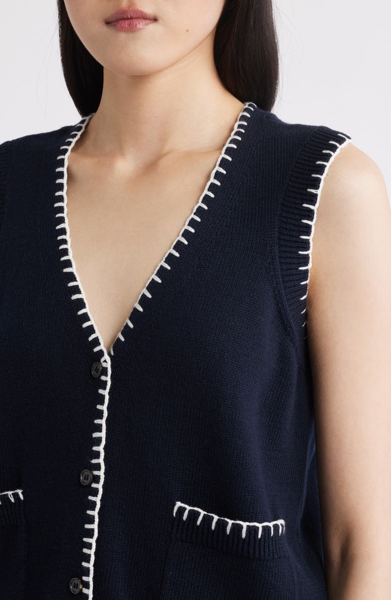 Rails Annika Vest, Alternate, color, Navy White Blanket Stitch