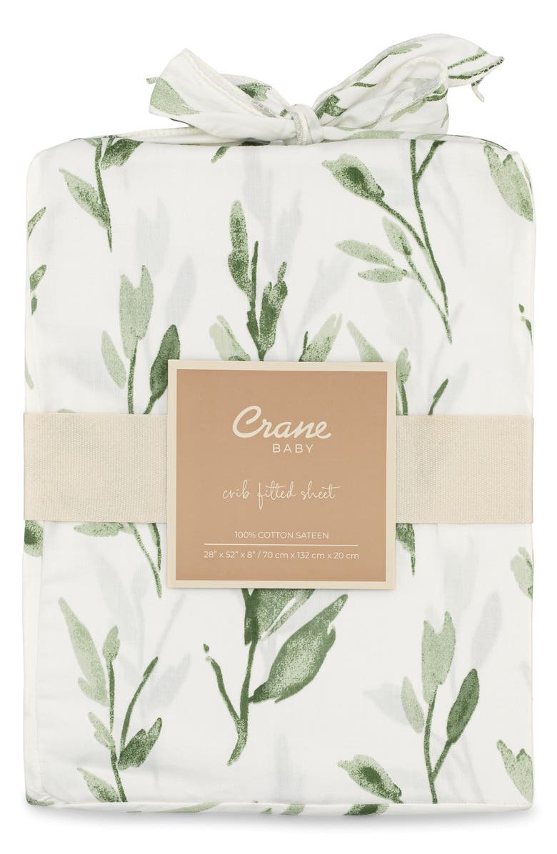 CRANE BABY Cotton Sateen Fitted Crib Sheet, Alternate, color, White