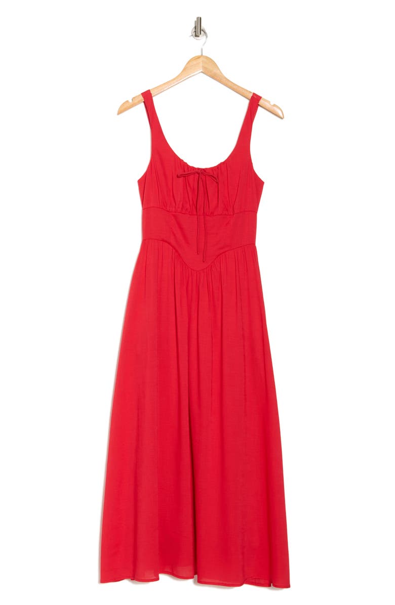 WISHLIST Corset Midi Sundress, Alternate, color, Red