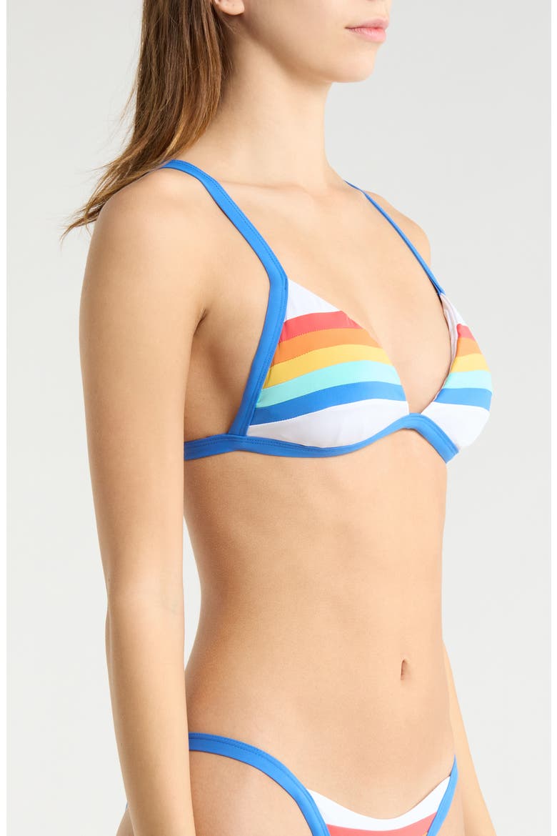 Surf Stripe Triangle Bikini Top, Alternate, color, WHITE