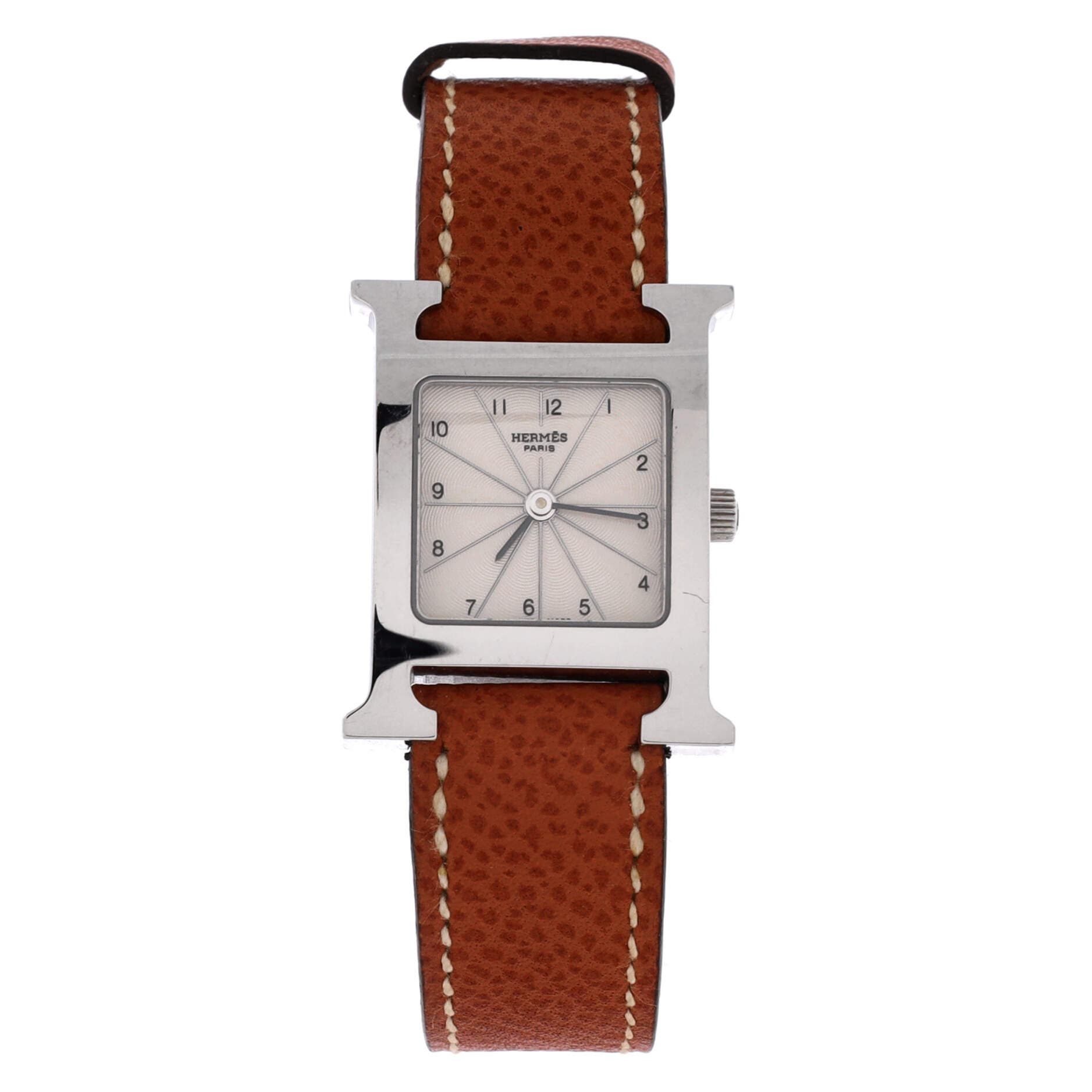 Heure H Quartz Watch Stainless Steel and Leather 21, Main, color, Brown