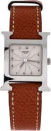 Pre-Owned Hermes Heure H Quartz Watch Stainless Steel and Leather 21
