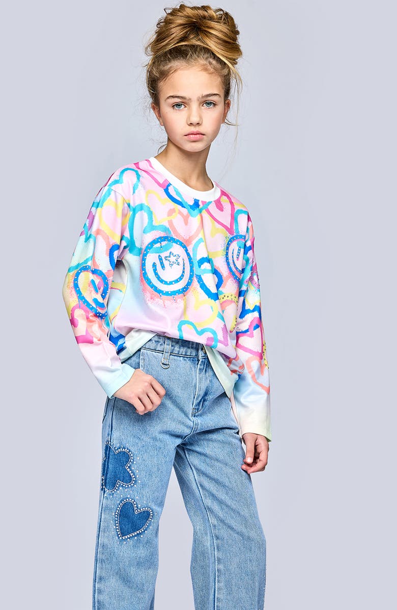 Hannah Banana Kids' Icon Sweatshirt, Alternate, color, Pink Multi