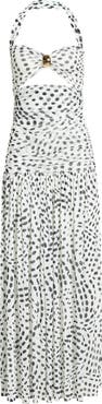 AFRM Blane Swirl Dot Print Hardware Detail Midi Dress