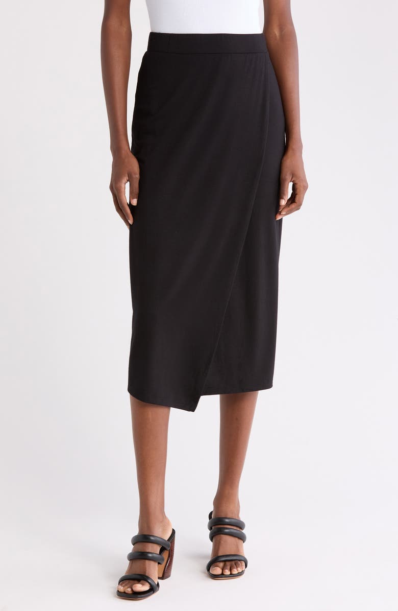 Vince Overlap Midi Skirt, Main, color, Black
