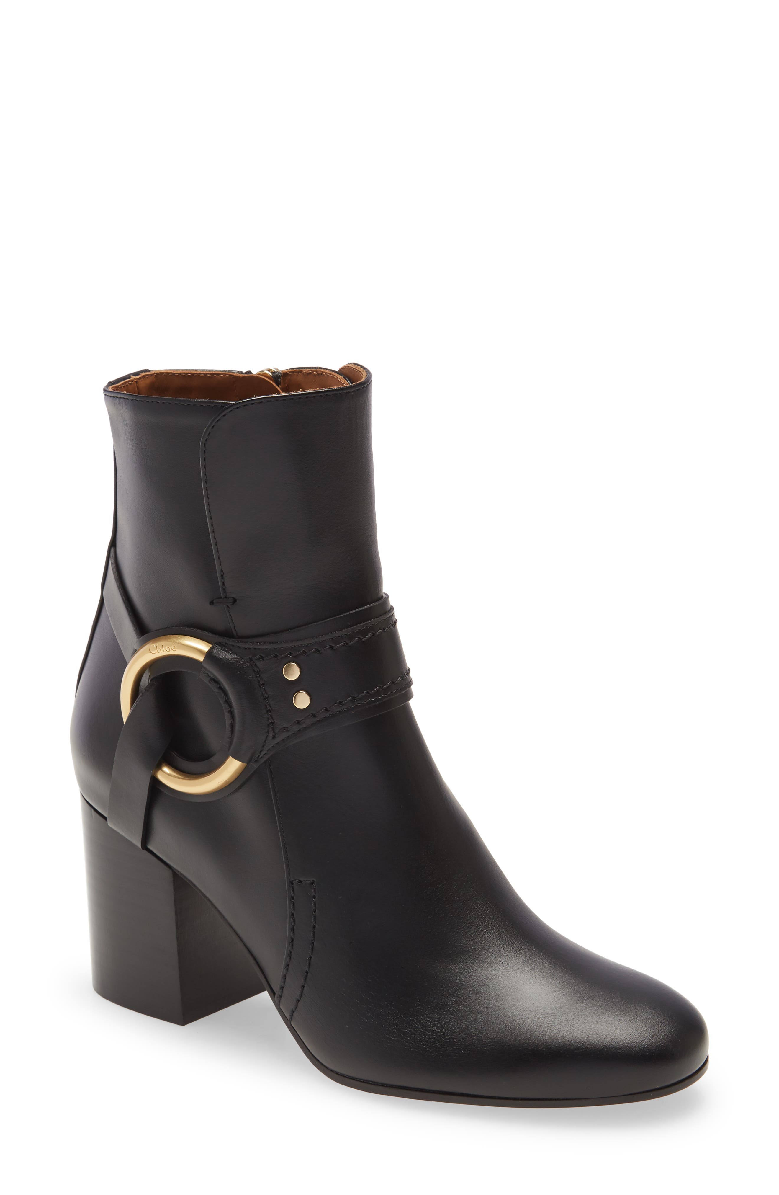 Demi Ring Detail Bootie, Main, color, BLACK