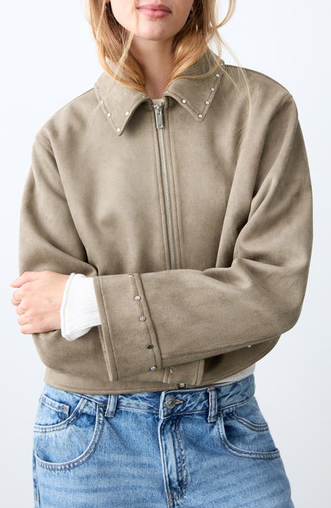 Studded Faux Suede Jacket