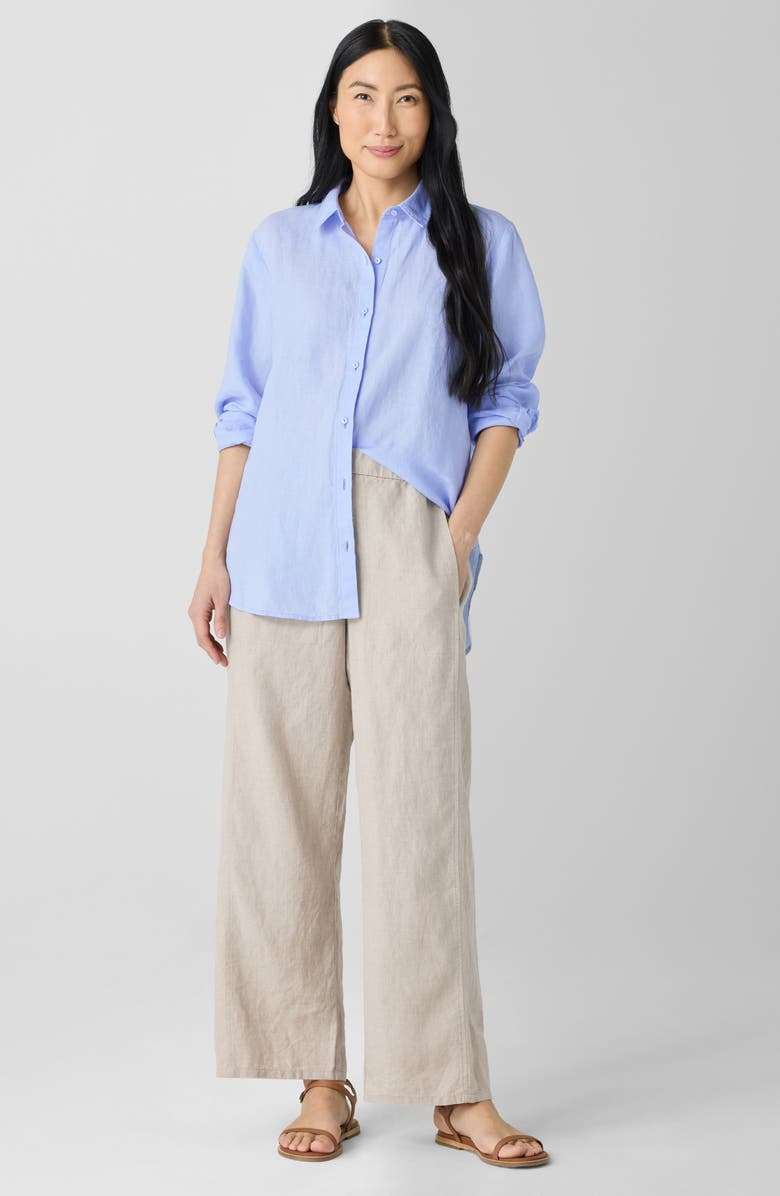 Eileen Fisher Wide Leg Organic Linen Ankle Pants, Alternate, color, Undyed Natural
