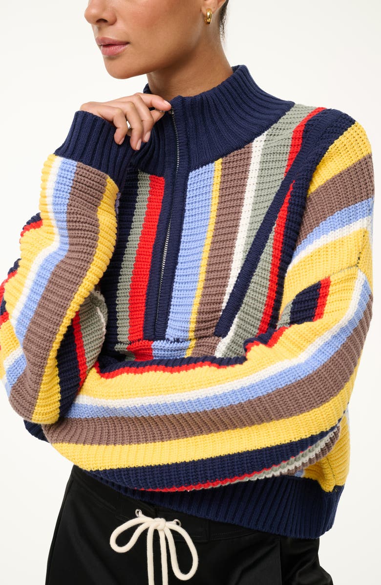 STAUD Hampton Stripe Half-Zip Sweater, Alternate, color, Market Stripe