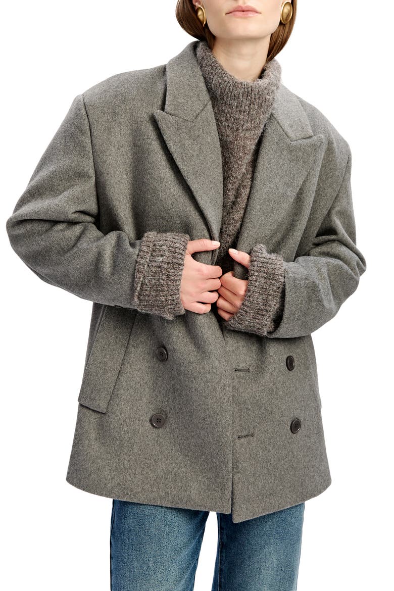 Hailey Oversize Double Breasted Blazer, Main, color, DOVE GREY