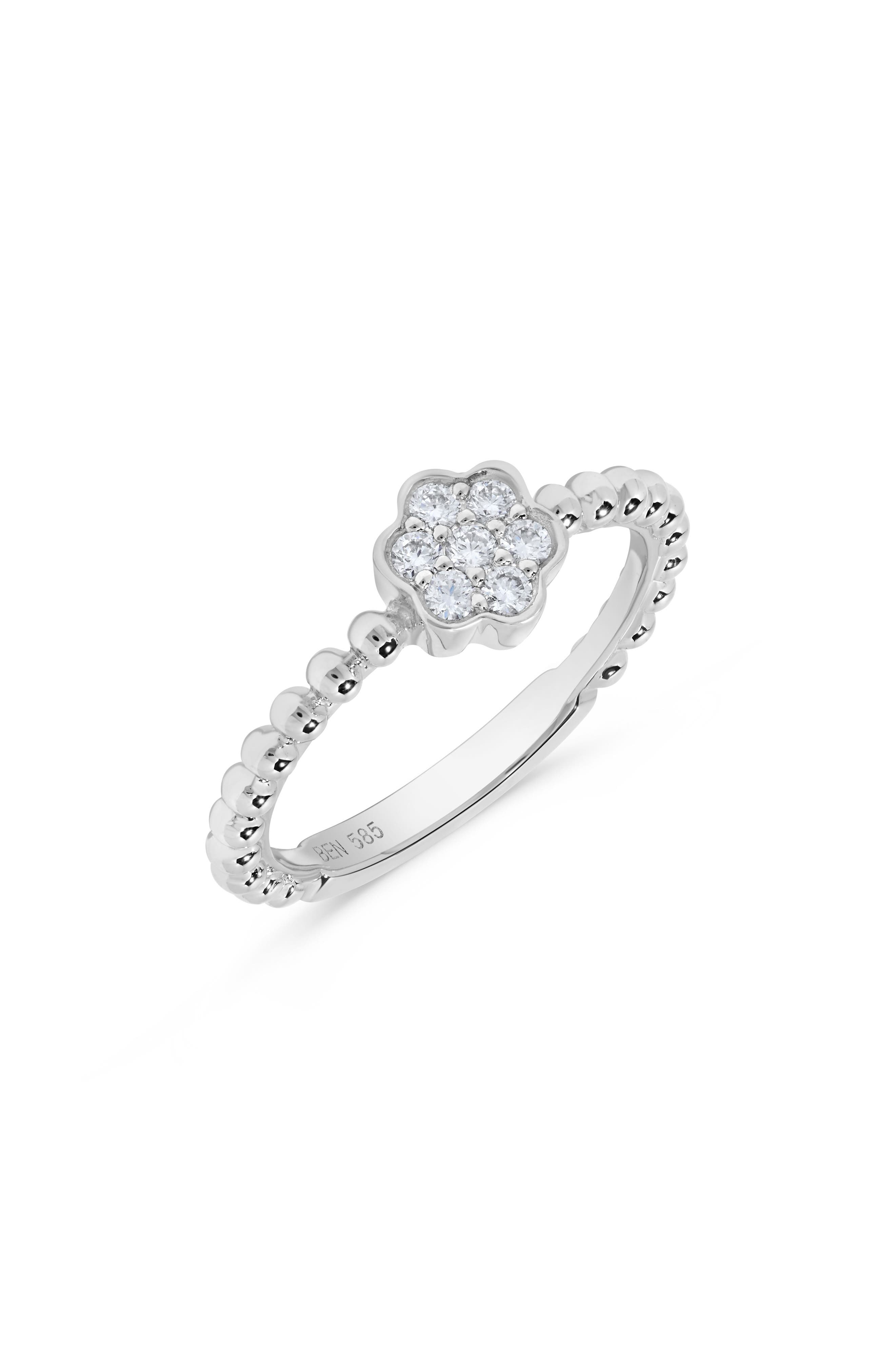 H.J. Namdar Beaded Floral Stacking Ring