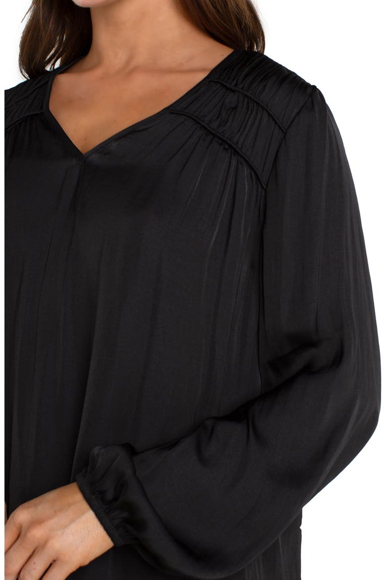 Shirred V-Neck Top, Alternate, color, BLACK