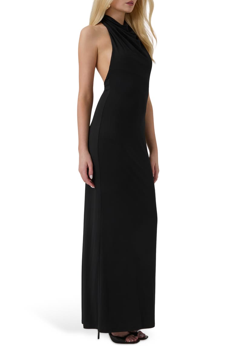 Harley Halter Cowl Neck Maxi Dress, Alternate, color, JBLACK-BLACK