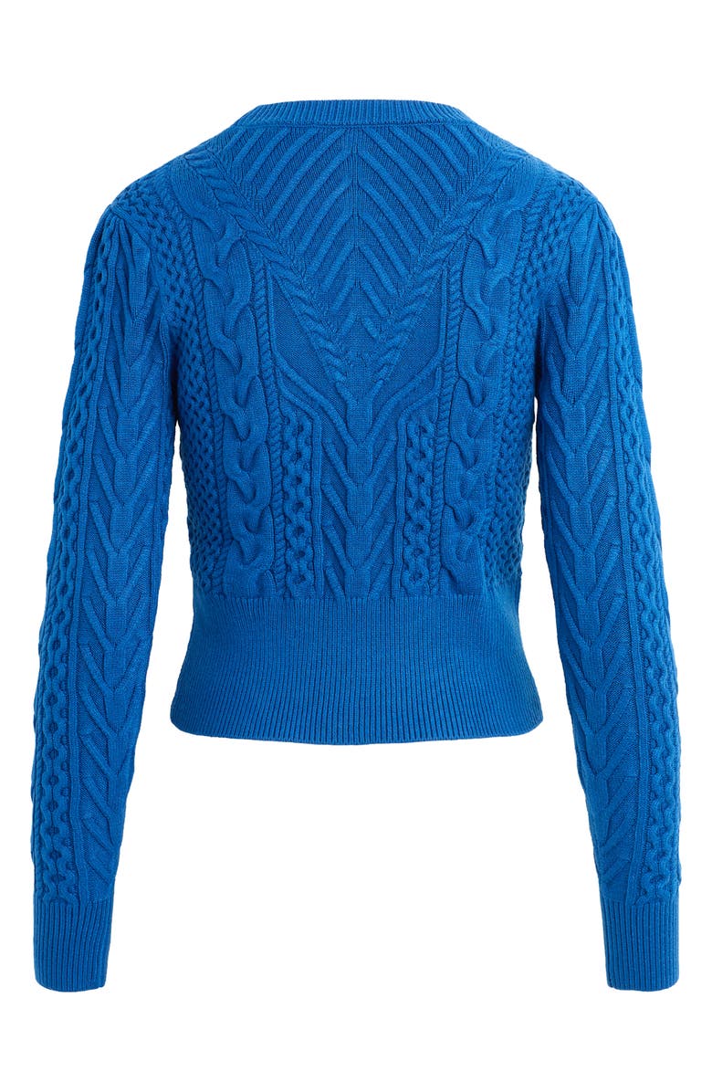 Favorite Daughter The Esther Cable Stitch Crop Sweater, Alternate, color, Sapphire