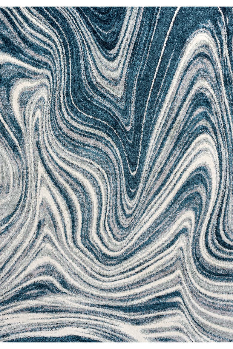 Eleni Contemporary Glam Abstract Marble Area Rug, Main, color, Turquoise/Cream