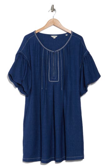 Max Studio Bubble Sleeve Mini Dress In Heather Cobalt