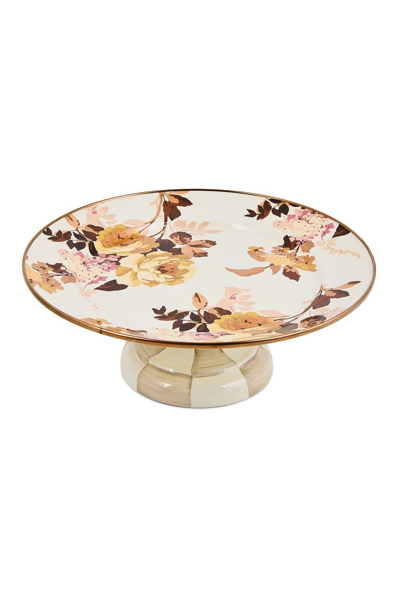 Wild Rose Small Pedestal Platter, Alternate, color, WHITE