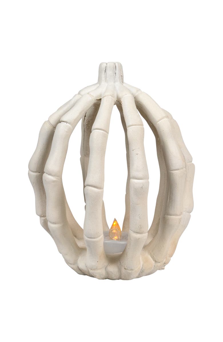 Northlight LED Lighted Skeleton Pumpkin Halloween Decoration - 6.25", Main, color, Beige