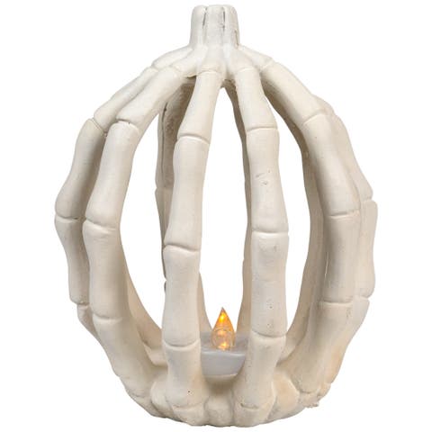 LED Lighted Skeleton Pumpkin Halloween Decoration - 6.25"